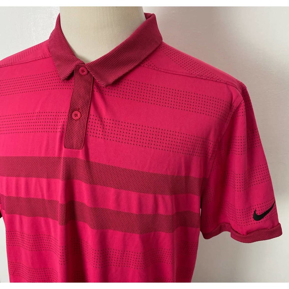 Men Nike Golf Zonal Cooling breathable athletic performance stripe polo shirt XL